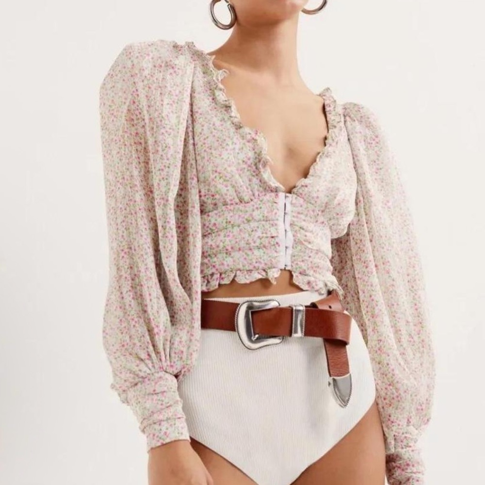 For Love And Lemons Pink Floral Blouse
